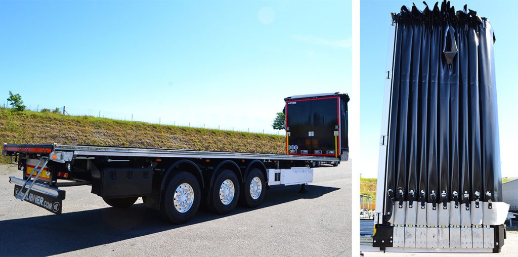 Camion Libner avec plateau porte conteneur déchargé