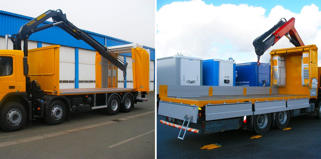 Grue permettant de charger et décharger conteneurs du camion Libner